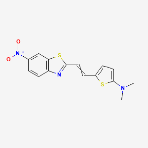 molecular formula C15H13N3O2S2 B12516121 N,N-Dimethyl-5-[2-(6-nitro-1,3-benzothiazol-2-yl)ethenyl]thiophen-2-amine CAS No. 688328-60-1