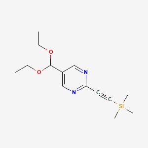 molecular formula C14H22N2O2Si B12516167 Pyrimidine, 5-(diethoxymethyl)-2-[(trimethylsilyl)ethynyl]- CAS No. 651354-56-2