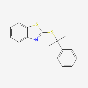 molecular formula C16H15NS2 B12516183 Benzothiazole, 2-[(1-methyl-1-phenylethyl)thio]- CAS No. 820961-90-8