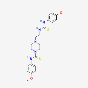 molecular formula C22H29N5O2S2 B12516230 N-(4-Methoxyphenyl)-4-(2-(3-(4-methoxyphenyl)thioureido)ethyl)piperazine-1-carbothioamide 