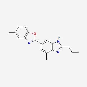 molecular formula C19H19N3O B12516405 Benzoxazole, 5-methyl-2-(4-methyl-2-propyl-1H-benzimidazol-6-yl)- CAS No. 675882-72-1