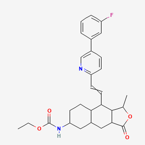 molecular formula C29H33FN2O4 B12516597 ethyl N-[9-[2-[5-(3-fluorophenyl)pyridin-2-yl]ethenyl]-1-methyl-3-oxo-3a,4,4a,5,6,7,8,8a,9,9a-decahydro-1H-benzo[f][2]benzofuran-6-yl]carbamate 
