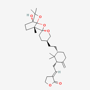 molecular formula C30H46O6 B1251672 (3E)-3-[2-[(1S,3R)-3-[2-[(1S,3S,3'S,4S)-1-hydroxy-4,6,6-trimethylspiro[2,5-dioxabicyclo[2.2.2]octane-3,6'-oxane]-3'-yl]ethyl]-2,2-dimethyl-6-methylidenecyclohexyl]ethylidene]oxolan-2-one 