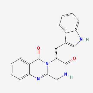 molecular formula C20H16N4O2 B1251676 (4R)-4-(1H-indol-3-ylmethyl)-2,4-dihydro-1H-pyrazino[2,1-b]quinazoline-3,6-dione 