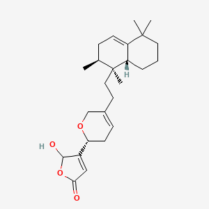 molecular formula C25H36O4 B1251686 3-[(2R)-5-[2-[(1S,2S,8aR)-1,2,5,5-tetramethyl-2,3,6,7,8,8a-hexahydronaphthalen-1-yl]ethyl]-3,6-dihydro-2H-pyran-2-yl]-2-hydroxy-2H-furan-5-one 