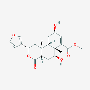 molecular formula C21H26O7 B012517 methyl (2S,4aS,6S,6aR,9R,10aS,10bS)-2-(furan-3-yl)-6,9-dihydroxy-6a,10b-dimethyl-4-oxo-1,2,4a,5,6,9,10,10a-octahydrobenzo[f]isochromene-7-carboxylate CAS No. 104901-06-6
