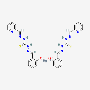molecular formula C28H24HgN10O2S2 B1251713 mercury(2+);2-[(E)-[[(E)-pyridin-2-ylmethylideneamino]carbamothioylhydrazinylidene]methyl]phenolate CAS No. 95514-79-7