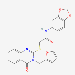 molecular formula C22H17N3O5S B12517164 N-(Benzo[d][1,3]dioxol-5-yl)-2-((3-(furan-2-ylmethyl)-4-oxo-3,4-dihydroquinazolin-2-yl)thio)acetamide 