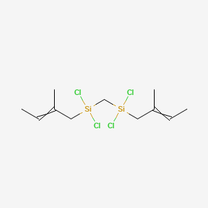 molecular formula C11H20Cl4Si2 B12517411 Methylenebis[dichloro(2-methylbut-2-en-1-yl)silane] CAS No. 653603-37-3