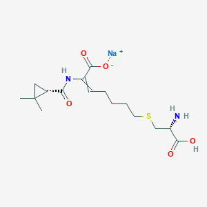 molecular formula C16H25N2NaO5S B12517761 sodium (Z)-7-((R)-2-amino-2-carboxyethylthio)-2-((S)-2,2-dimethylcyclopropanecarboxamido)hept-2-enoate 