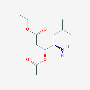 molecular formula C12H23NO4 B12518701 Heptanoic acid, 3-(acetyloxy)-4-amino-6-methyl-, ethyl ester, (3R,4R)- CAS No. 651735-51-2