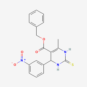 molecular formula C19H17N3O4S B12518838 benzyl 6-methyl-4-(3-nitrophenyl)-2-sulfanylidene-3,4-dihydro-1H-pyrimidine-5-carboxylate 