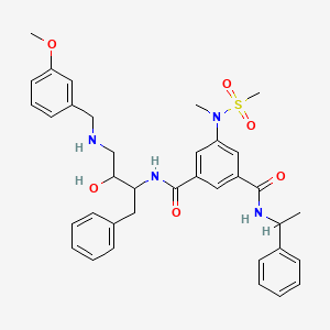 3-N-[3-hydroxy-4-[(3-methoxyphenyl)methylamino]-1-phenylbutan-2-yl]-5-[methyl(methylsulfonyl)amino]-1-N-(1-phenylethyl)benzene-1,3-dicarboxamide