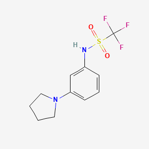 molecular formula C11H13F3N2O2S B12518916 Methanesulfonamide, 1,1,1-trifluoro-N-[3-(1-pyrrolidinyl)phenyl]- CAS No. 654069-33-7