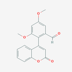 molecular formula C18H14O5 B12518985 Benzaldehyde, 3,5-dimethoxy-2-(2-oxo-2H-1-benzopyran-4-yl)- CAS No. 820209-53-8