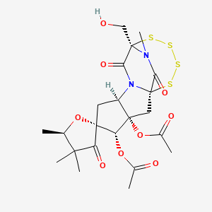 molecular formula C22H28N2O9S4 B1251934 [(1R,3S,4S,5R,5'R,7R,10R)-3-acetyloxy-10-(hydroxymethyl)-4',4',5',16-tetramethyl-3',9,15-trioxospiro[11,12,13,14-tetrathia-8,16-diazatetracyclo[8.4.2.01,8.03,7]hexadecane-5,2'-oxolane]-4-yl] acetate 