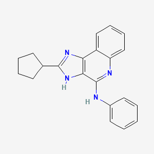 molecular formula C21H20N4 B1251940 N-Phenyl-2-cyclopentyl-1H-imidazo(4,5-C)quinolin-4-amine CAS No. 132206-99-6
