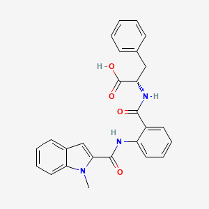 molecular formula C26H23N3O4 B12519570 N-{2-[(1-Methyl-1H-indole-2-carbonyl)amino]benzoyl}-L-phenylalanine CAS No. 657432-38-7