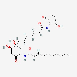 molecular formula C30H40N2O7 B1252017 (2E)-N-[(3S,4R)-3,4-二羟基-3-[(1E,3E,5E)-7-[(2-羟基-5-氧代环戊烯-1-基)氨基]-7-氧代庚-1,3,5-三烯基]-6-氧代环己烯-1-基]-4,6-二甲基癸-2-烯酰胺 