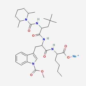 molecular formula C34H50N5NaO7 B12520242 Sodium 2-{2-[2-(2,6-dimethylpiperidine-1-carbonylamino)-4,4-dimethylpentanamido]-3-[1-(methoxycarbonyl)indol-3-yl]propanamido}hexanoate 