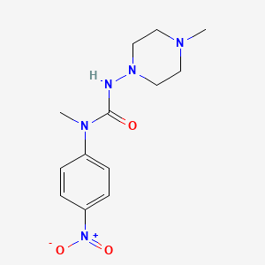 molecular formula C13H19N5O3 B12520507 N-Methyl-N'-(4-methylpiperazin-1-yl)-N-(4-nitrophenyl)urea CAS No. 652138-84-6