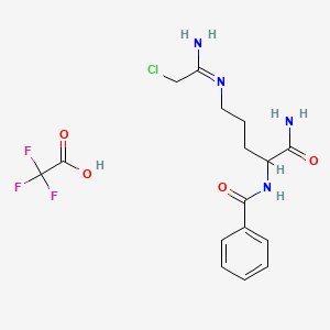 molecular formula C16H20ClF3N4O4 B12520735 N-(1-amino-5-(2-chloroacetimidamido)-1-oxopentan-2-yl)benzamide 2,2,2-trifluoroacetate 