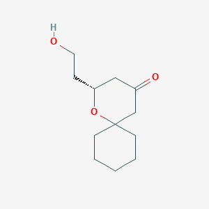 molecular formula C12H20O3 B12520965 1-Oxaspiro[5.5]undecan-4-one, 2-(2-hydroxyethyl)-, (2R)- CAS No. 652986-71-5