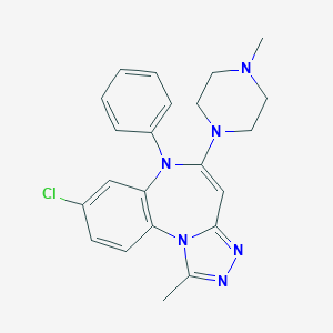 molecular formula C22H23ClN6 B125211 6H-(1,2,4)Triazolo(4,3-a)(1,5)benzodiazepine, 8-chloro-1-methyl-5-(4-methyl-1-piperazinyl)-6-phenyl- CAS No. 153901-56-5