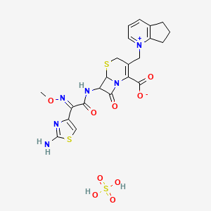 7-[[(2E)-2-(2-amino-1,3-thiazol-4-yl)-2-methoxyiminoacetyl]amino]-3-(6,7-dihydro-5H-cyclopenta[b]pyridin-1-ium-1-ylmethyl)-8-oxo-5-thia-1-azabicyclo[4.2.0]oct-2-ene-2-carboxylate;sulfuric acid