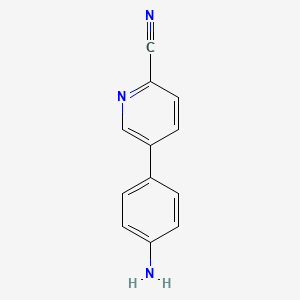 molecular formula C12H9N3 B12521296 5-(4-Aminophenyl)picolinonitrile 