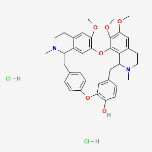 molecular formula C37H42Cl2N2O6 B12521450 20,21,25-Trimethoxy-15,30-dimethyl-7,23-dioxa-15,30-diazaheptacyclo[22.6.2.23,6.18,12.114,18.027,31.022,33]hexatriaconta-3(36),4,6(35),8,10,12(34),18,20,22(33),24,26,31-dodecaen-9-ol;dihydrochloride 