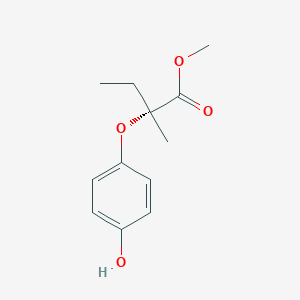 molecular formula C12H16O4 B12521474 methyl (2R)-2-(4-hydroxyphenoxy)-2-methylbutanoate CAS No. 653563-78-1