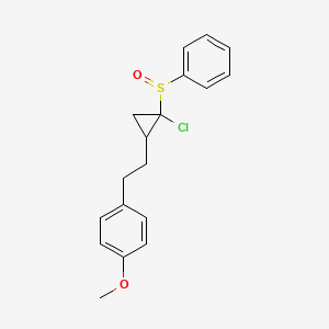 molecular formula C18H19ClO2S B12521716 Benzene, 1-[2-[2-chloro-2-(phenylsulfinyl)cyclopropyl]ethyl]-4-methoxy- CAS No. 666714-52-9