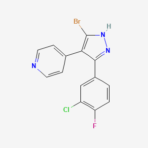 molecular formula C14H8BrClFN3 B12521776 4-[5-bromo-3-(3-chloro-4-fluorophenyl)-1H-pyrazol-4-yl]pyridine CAS No. 651736-80-0