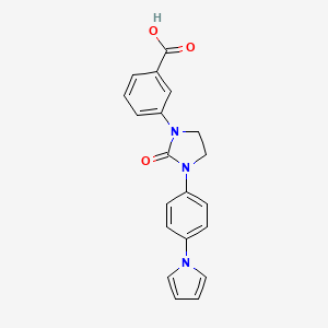 molecular formula C20H17N3O3 B12521780 Benzoic acid, 3-[2-oxo-3-[4-(1H-pyrrol-1-yl)phenyl]-1-imidazolidinyl]- CAS No. 651748-87-7