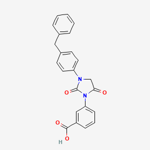 molecular formula C23H18N2O4 B12521876 Benzoic acid, 3-[2,5-dioxo-3-[4-(phenylmethyl)phenyl]-1-imidazolidinyl]- CAS No. 651748-57-1