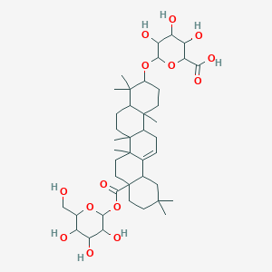 molecular formula C42H66O14 B1252192 6-[[4,4,6a,6b,11,11,14b-Heptamethyl-8a-[3,4,5-trihydroxy-6-(hydroxymethyl)oxan-2-yl]oxycarbonyl-1,2,3,4a,5,6,7,8,9,10,12,12a,14,14a-tetradecahydropicen-3-yl]oxy]-3,4,5-trihydroxyoxane-2-carboxylic acid 