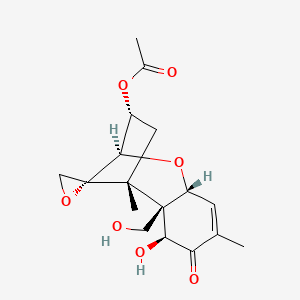 molecular formula C17H22O7 B1252194 [(1R,2R,3S,7R,9R,10R,12R)-3-Hydroxy-2-(hydroxymethyl)-1,5-dimethyl-4-oxospiro[8-oxatricyclo[7.2.1.02,7]dodec-5-ene-12,2'-oxirane]-10-yl] acetate 