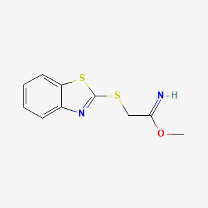 molecular formula C10H10N2OS2 B12521943 Methyl 2-[(1,3-benzothiazol-2-yl)sulfanyl]ethanimidate CAS No. 651713-96-1