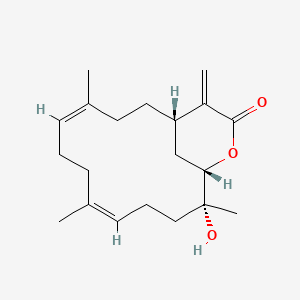 molecular formula C20H30O3 B1252196 (1S,4Z,8Z,12R,13S)-12-hydroxy-4,8,12-trimethyl-16-methylidene-14-oxabicyclo[11.3.1]heptadeca-4,8-dien-15-one 