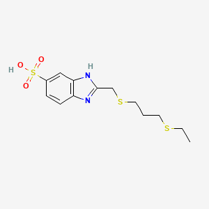 molecular formula C13H18N2O3S3 B12522047 2-({[3-(Ethylsulfanyl)propyl]sulfanyl}methyl)-1H-benzimidazole-6-sulfonic acid CAS No. 667430-62-8