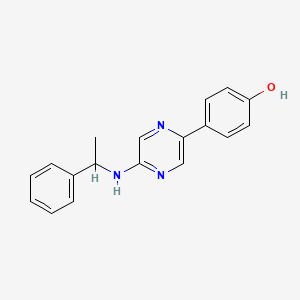 molecular formula C18H17N3O B12522073 Phenol, 4-[5-[(1-phenylethyl)amino]pyrazinyl]- CAS No. 821784-03-6