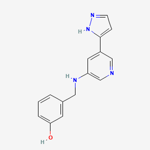 molecular formula C15H14N4O B12522086 Phenol, 3-[[[5-(1H-pyrazol-3-yl)-3-pyridinyl]amino]methyl]- CAS No. 821784-46-7
