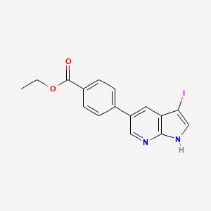 molecular formula C16H13IN2O2 B12522089 Benzoic acid, 4-(3-iodo-1H-pyrrolo[2,3-b]pyridin-5-yl)-, ethyl ester 
