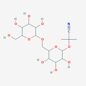 molecular formula C16H27NO11 B12522452 2-Methyl-2-{[3,4,5-trihydroxy-6-({[3,4,5-trihydroxy-6-(hydroxymethyl)oxan-2-yl]oxy}methyl)oxan-2-yl]oxy}propanenitrile 