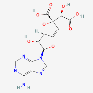 molecular formula C14H13N5O8 B1252247 (2R,3R,3aR,5R)-2-(6-aminopurin-9-yl)-5-[(S)-carboxy(hydroxy)methyl]-3-hydroxy-3,3a-dihydro-2H-furo[3,2-b]furan-5-carboxylic acid 