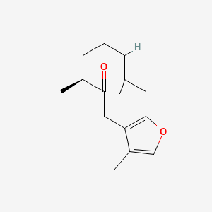 molecular formula C15H20O2 B1252259 (6S,9E)-3,6,10-trimethyl-6,7,8,11-tetrahydro-4H-cyclodeca[b]furan-5-one 