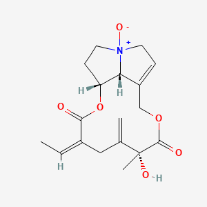 molecular formula C18H23NO6 B1252260 (1R,4Z,7R,17R)-4-Ethylidene-7-hydroxy-7-methyl-6-methylidene-14-oxido-2,9-dioxa-14-azoniatricyclo[9.5.1.014,17]heptadec-11-ene-3,8-dione 