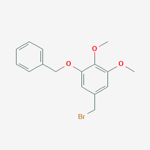 molecular formula C16H17BrO3 B12522721 Benzene, 5-(bromomethyl)-1,2-dimethoxy-3-(phenylmethoxy)- CAS No. 651340-08-8