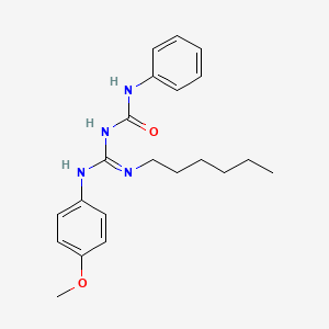 molecular formula C21H28N4O2 B12523098 1-[N'-hexyl-N-(4-methoxyphenyl)carbamimidoyl]-3-phenylurea CAS No. 656836-04-3